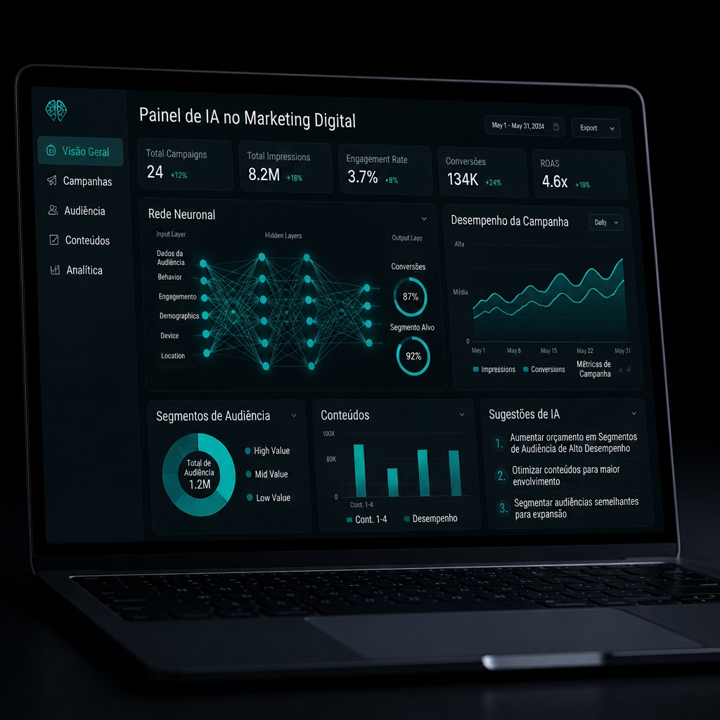 Dashboard de Inteligência Artificial para marketing digital
